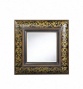 Square Wall Mirror In Distresxed Black Finish With Hand Painted Honey Details