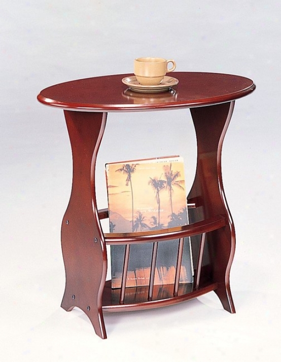 Traditional Cherry Finish Tea Table W/magazine Rack