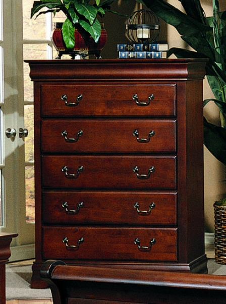 Traditional Cherry Finish Wood Chest Dresser