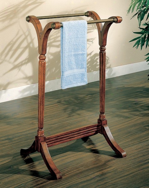 Traditional Cherry Finish Wood Quilt Towel Rack