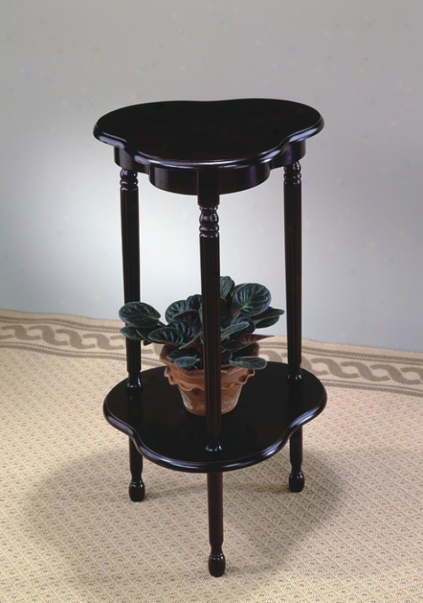 Traditional Deep Cherry Finish Plant Stand / Side Table