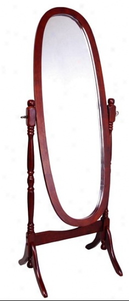 Traditional Style Cherry Finish Wood Cheval Floor Mirror