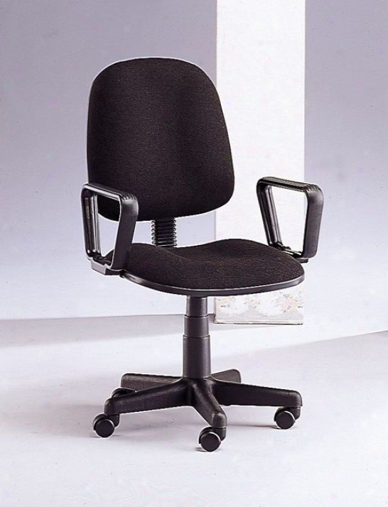 Traditional Style Fabric Office Chair Through  Armrest And Adjustable Swivel Seat In Black