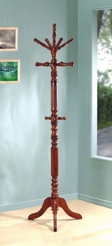 Traditional Tobacco Finish Coat Hanger W/ Spinning Top