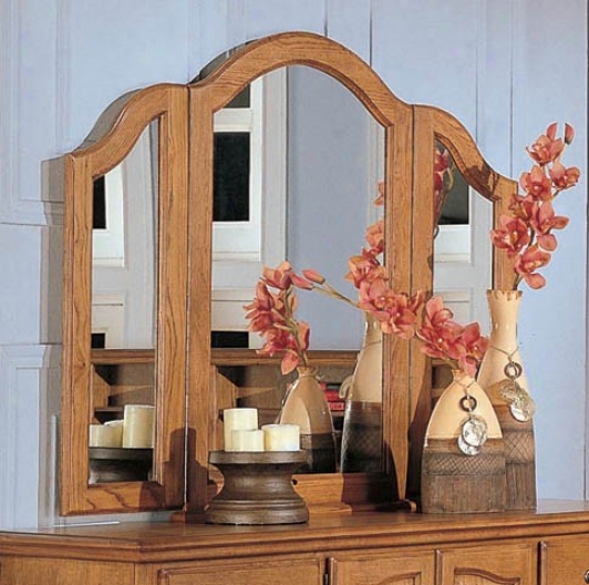 Tri-fold Bedroom Mirror In Brown Finish