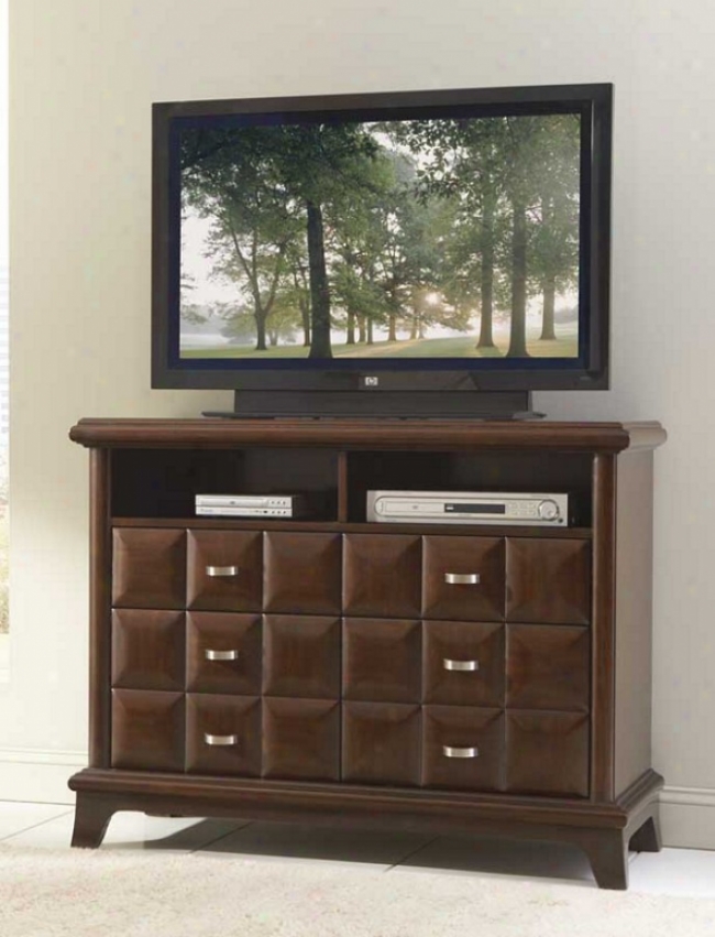 Tv Media ChestD iamond Square Pattern In Dark Chocolate