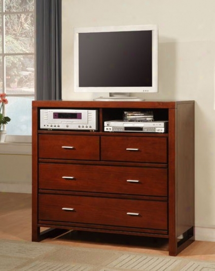 Tv Media Chest With Open Shelves In Cherry Finish