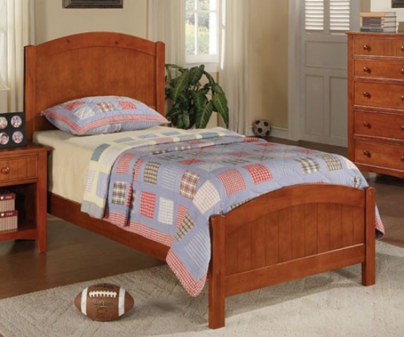 Twin Size Bed Cape Cod Style In Brown Finish