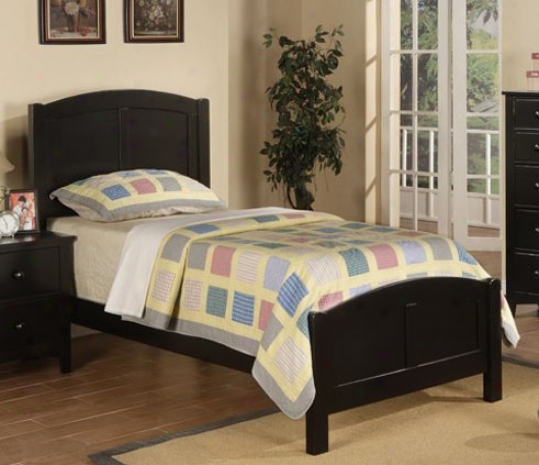 Twin Size Bed Contempporary Gnomon  In Black Finish