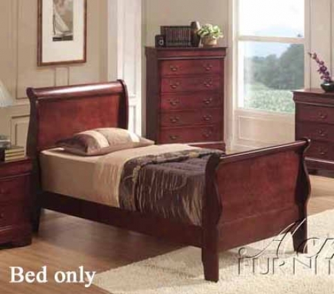 Twin Size Bed Louis Phillipe Style In Cherry Finish