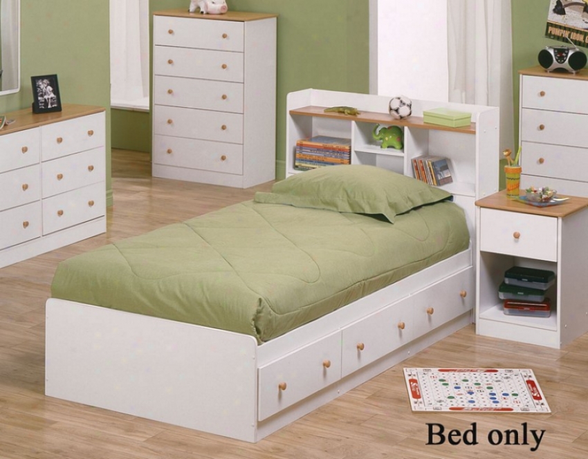 Twin Size Mates Couch With Bookcase Headboard In White Finish