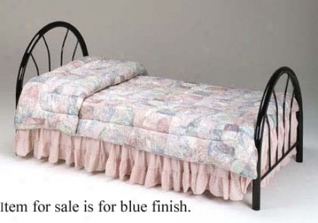 Twin Size Metal Bed Headboard & Footboard Blue Finish