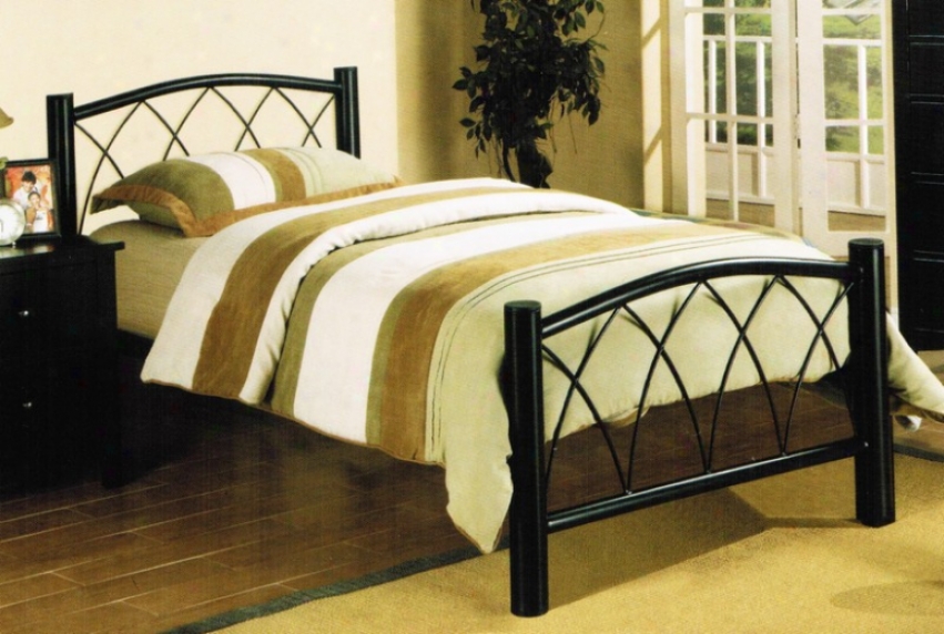 Twin Size Metal Bed In Espresso Finish