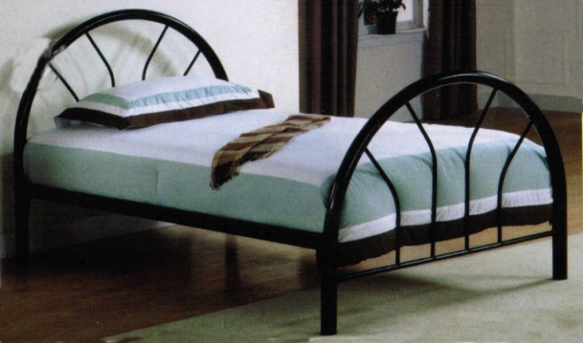 Twin Size Metal Bed With Fan Style In Black Finish