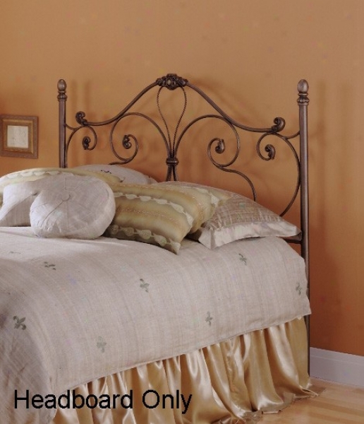 Twin Size Metal Headboard - Aynsley Traditional Design In Majestique Finish