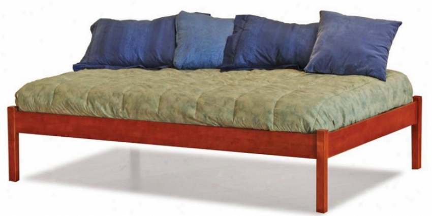 Twin Size Platform Bed With Open Footrail Caramel Latte Finish