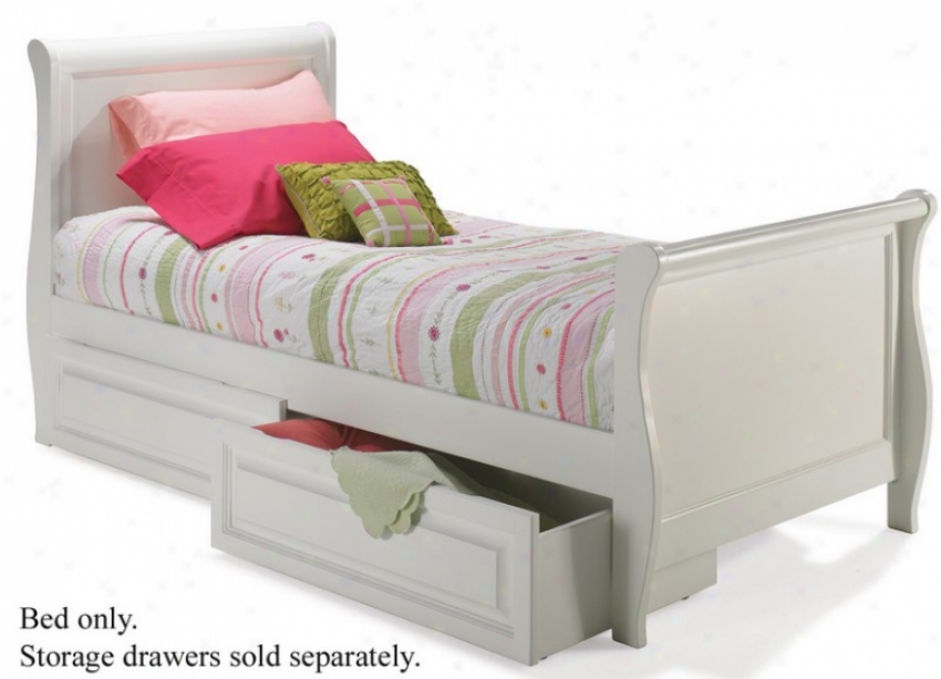 Twin Sizing Sleigh Bed With Footboard White End