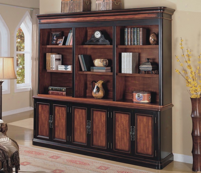 Two-tone End Library Wall Suite Storage Cabinet / Bookcase