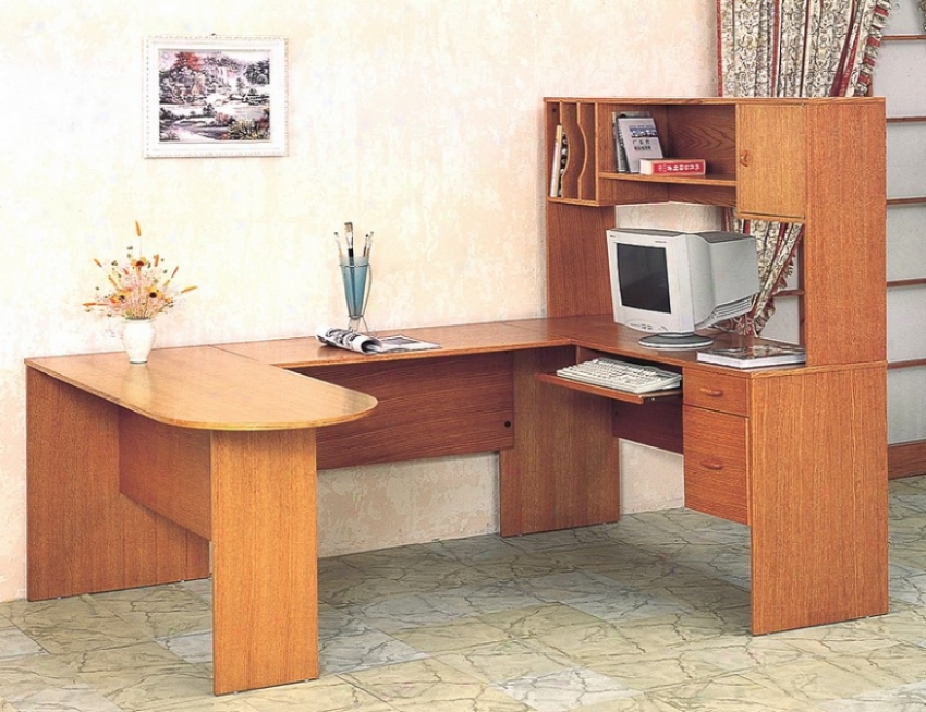 U-shaped Oak Finis hExecutive Office Computer Desk With Return