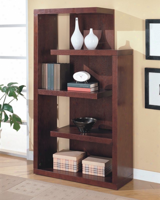 Unique Shaped Cappuccino Finish Storage & Display Bookcase