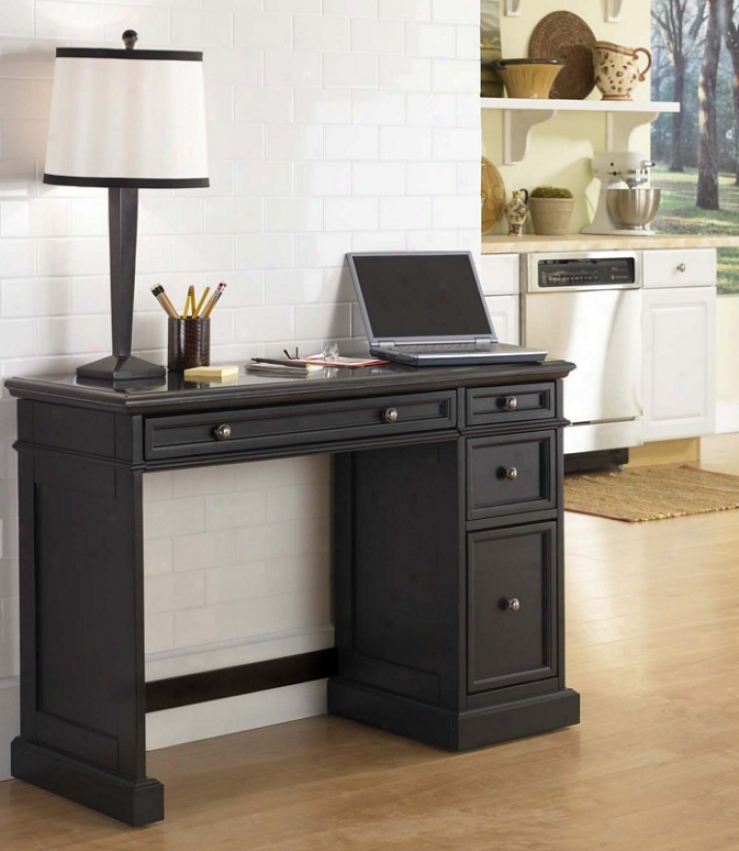 Utility Desk With Black Granite Top In Black Finish