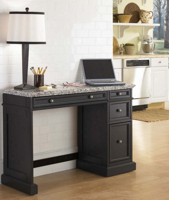 Utility Desk With Salt And Pepper Granite Top In Black Finish