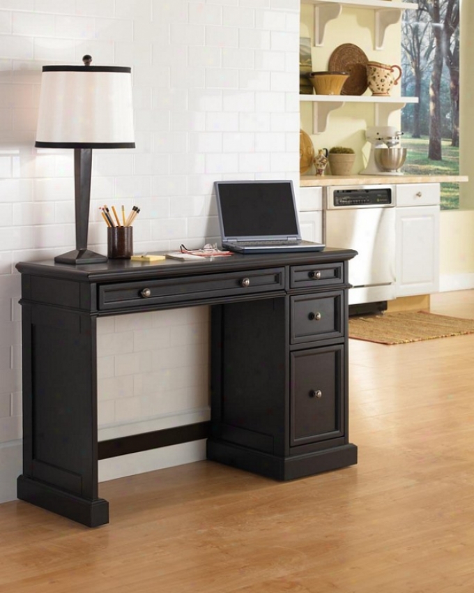 Utility Desk With Storage Drawers In Black Finish