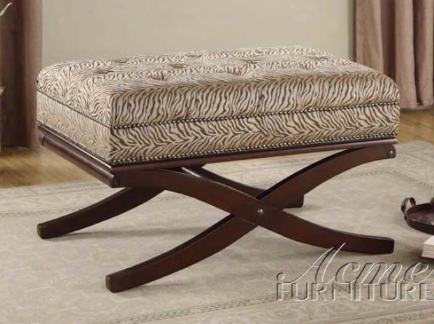 Vqnity Bench With Zebra Print And Nailhead Trim In Espresso Finjsh