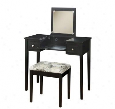 Emptiness Set With Butterfly Print Bench In Black Finish