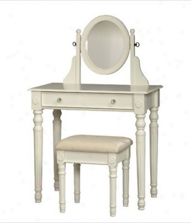 Vanity Set By the side of Spindle Legs In White Finish