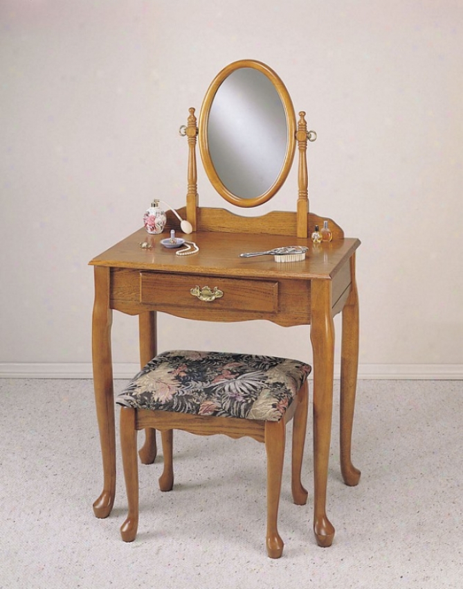 Conceit Food And Bench Set With Mirror In Nostalgic Oak Finish