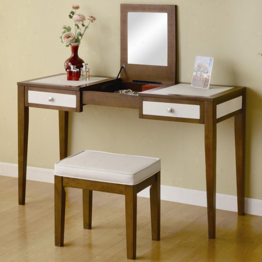 Vanity Table And Chair Set With Mirror In Two Prevailing color  Finish