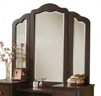 Vanity Tri-view Mirror In Walnut Finish