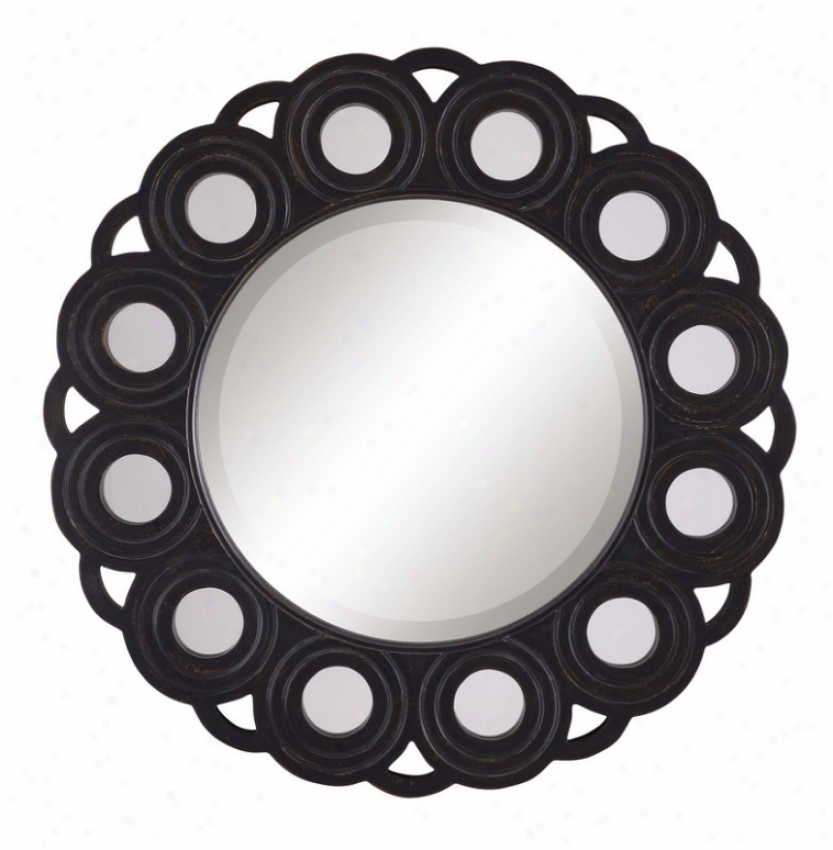 Wall Beveled Mirror With Accents Frame In Distressed Black Finish