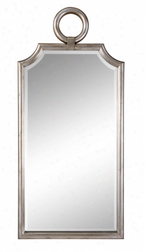 Wall Beveled Mirror With Ring In Brushed Nickel Polishing