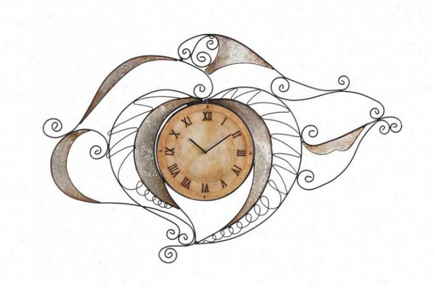 Wall Clock Round Face Artistic Filigree Frame In Silve5