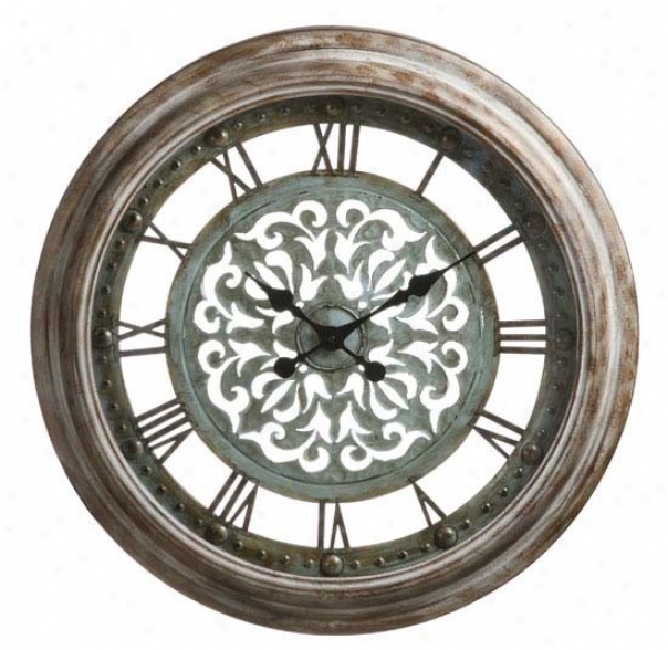 Wall Clock With Roman Numerals In Aged Copper Finish