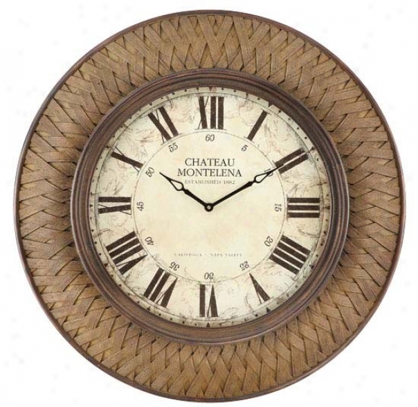 Wall Clock With Twig Design In Rust Weave Finish