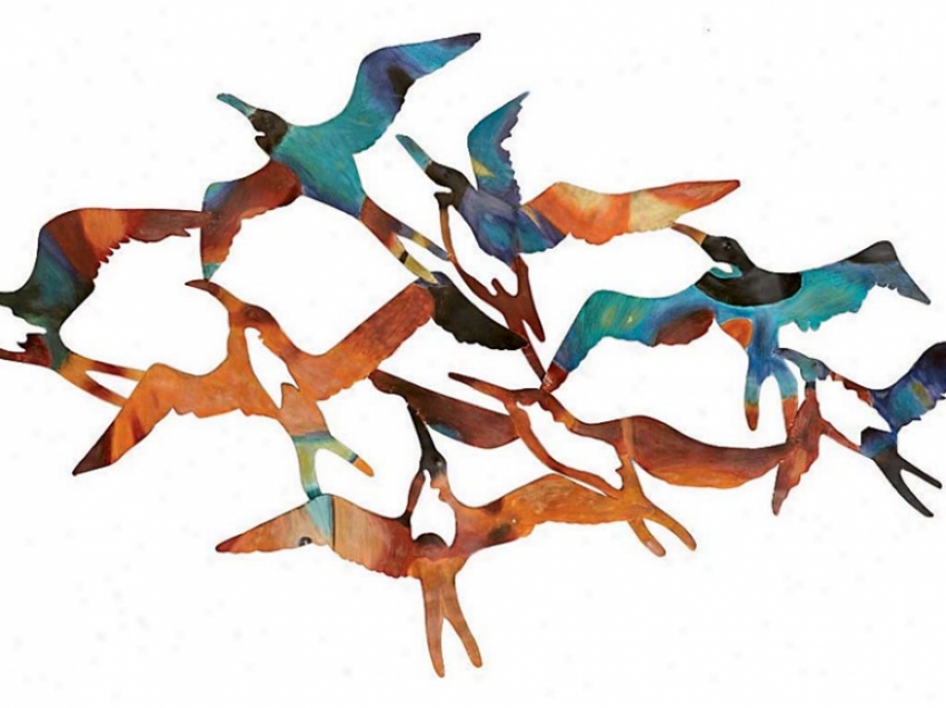 Wall Dcor Flock Of Flying Seabirds Design In Multi Redden