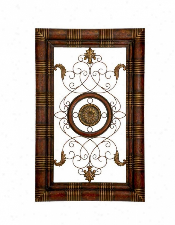 Wall Dcor Panel Scrollls Stamped Leaves Design In Antique Brown