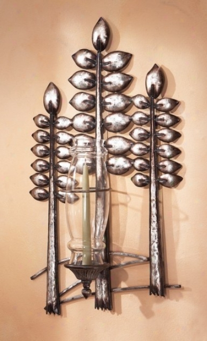 Wall DăŠcor Wit h Tree Design In Antique Silver Speckled Finish