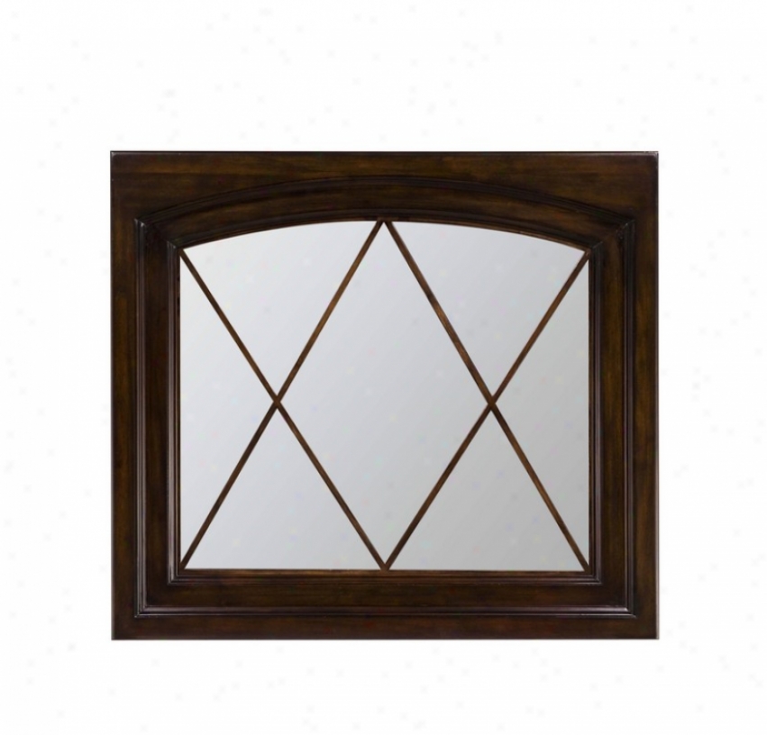 Wall Fret Mirror With Criss-cross Design In Tobacco Finish