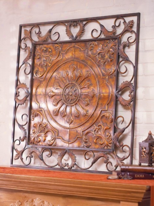Wall Grill With Open Frame Border In Antique Gold Fiish
