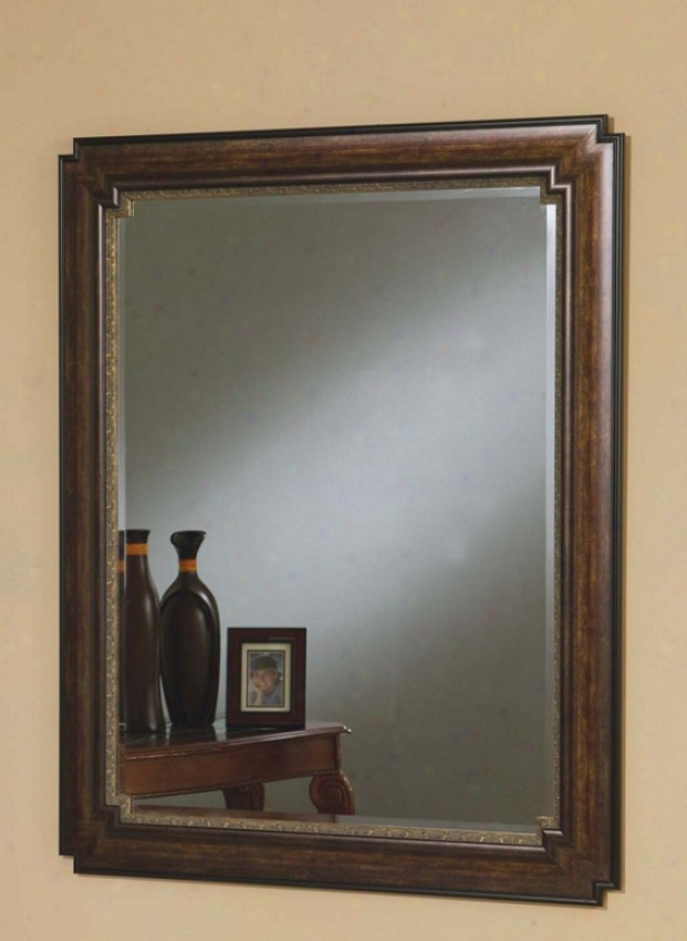 Wall Mirror Contemporary Style In Dark Brown Finish