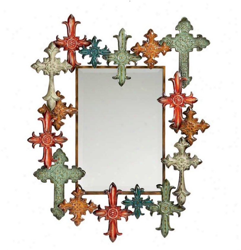 Wall Mirror Cross Design Frame In Multi Color