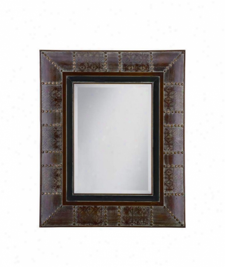 Wall Mirror In Aged Merlot Finish With Verrdigris Highlights