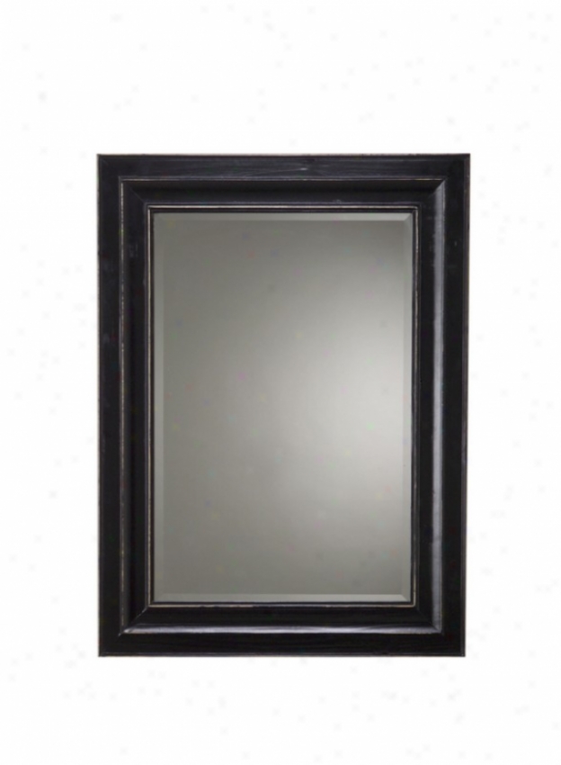 Wall Mirror Transitional Sryle In Black Matte Distressed Polish