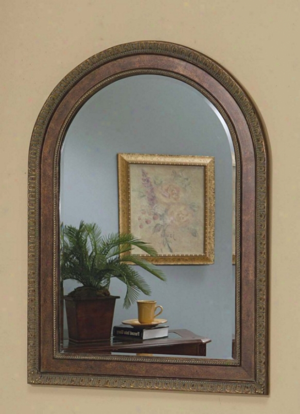 Wall Mirror With Arch Desogn In Copper Finish