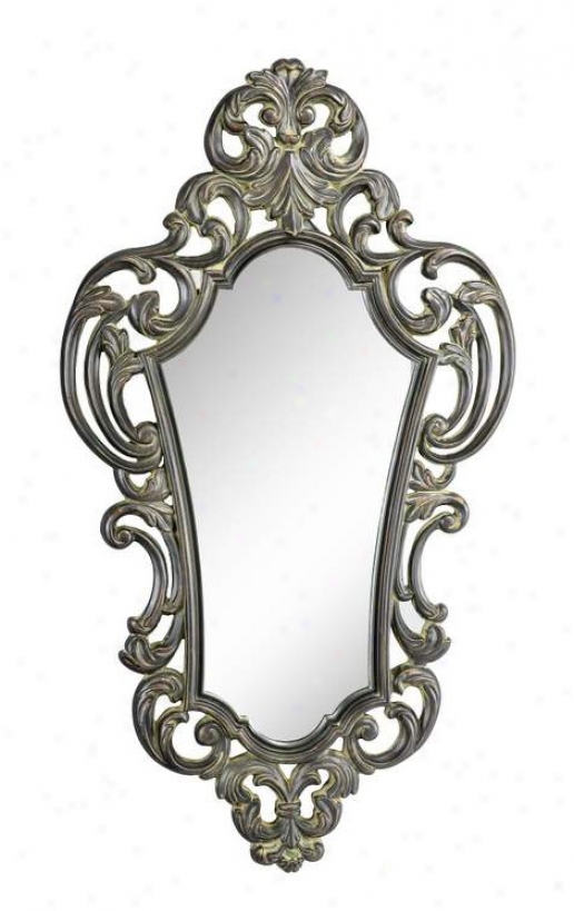 Wall Mirror With Carved Floral Detail In Antique Bronze Finish