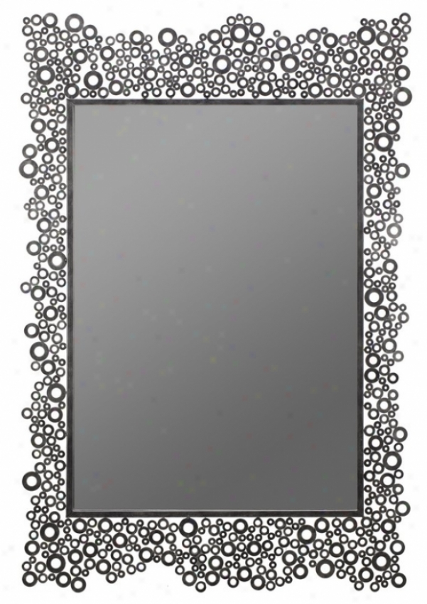 Wall Mirror With Circles Design Frame In Silver Finish